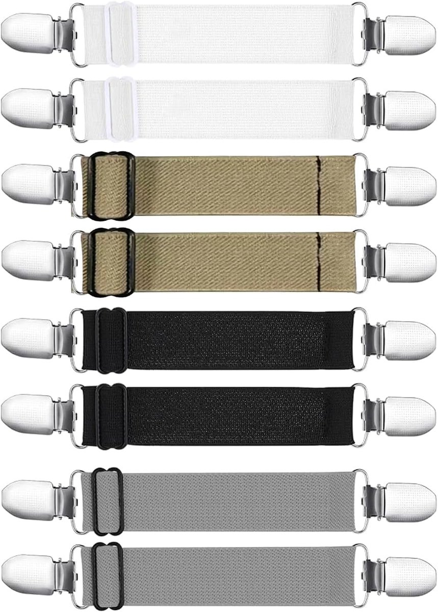 8 stuks verstelbare tailleclips. Maakt jurken, overhemden, jassen en tops strakker. Elastische tailleband, herbruikbaar. Voor dames en meisjes.
