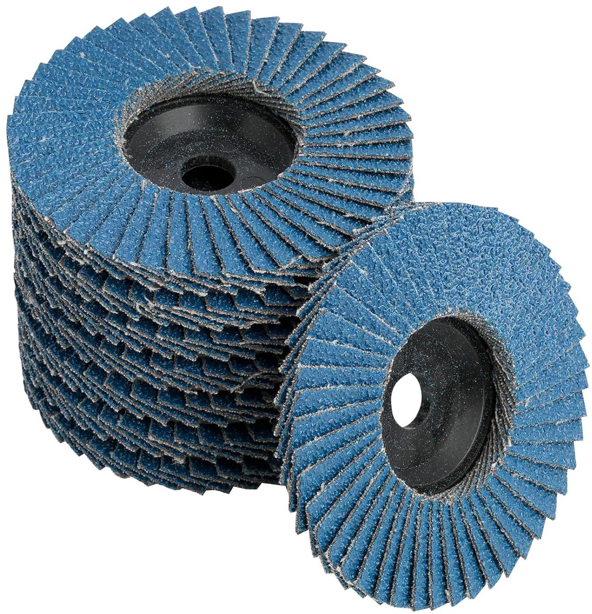 Lamellenschijven voor haakse slijper, slijpschijf Ø 76 mm x 10 mm, hoogwaardige schuurschijven in blauw voor metaal, hout en pvc, geschikt voor 10,8-12 V haakse slijpers