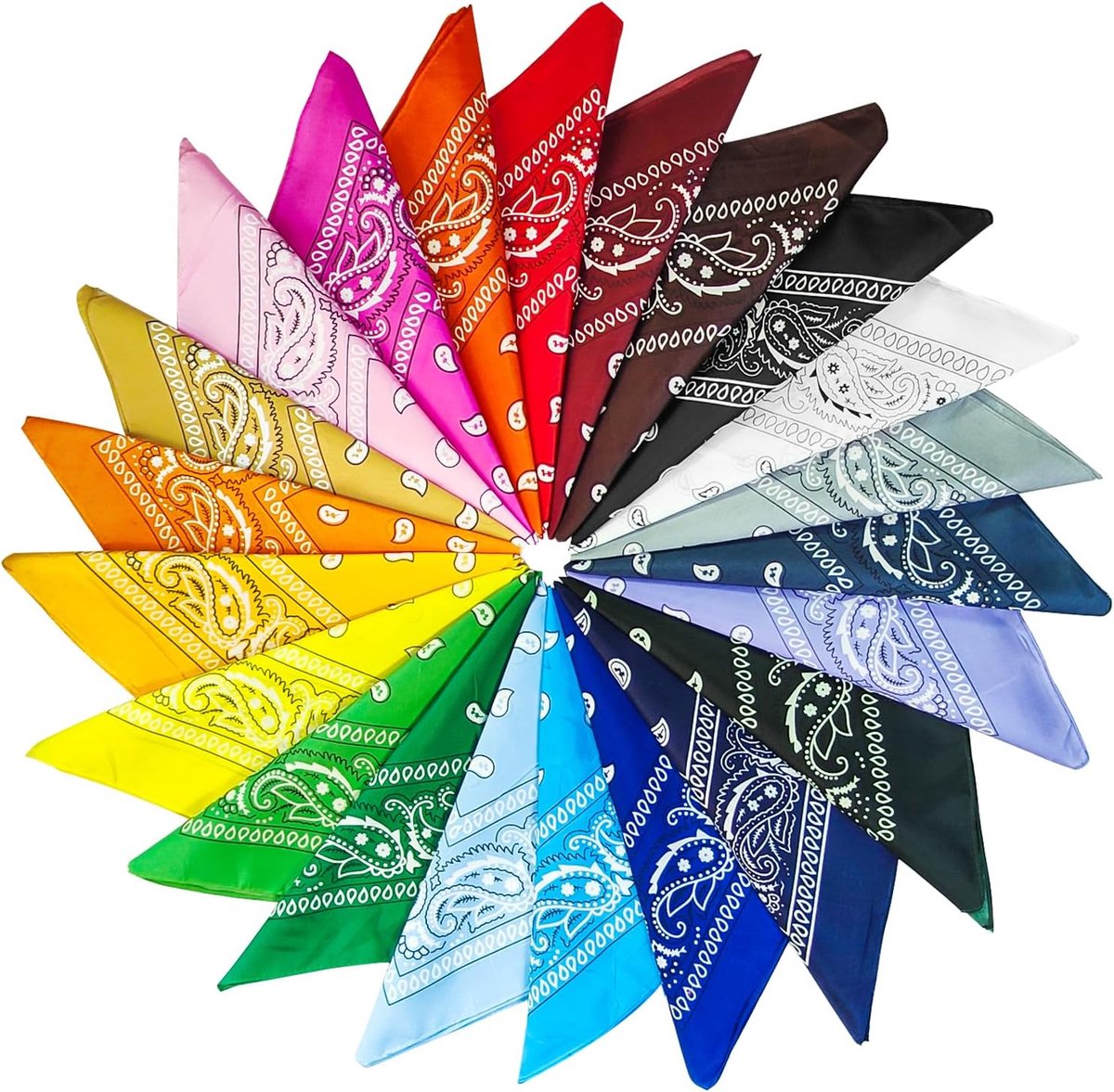 Halsdoeken voor dames en heren, kleurrijke bandana, hoofddoekdesign in trendy kleuren, paisley-armsjaal, voor westernfeest, cowboyoutfit en zomer sport (55 x 55 cm