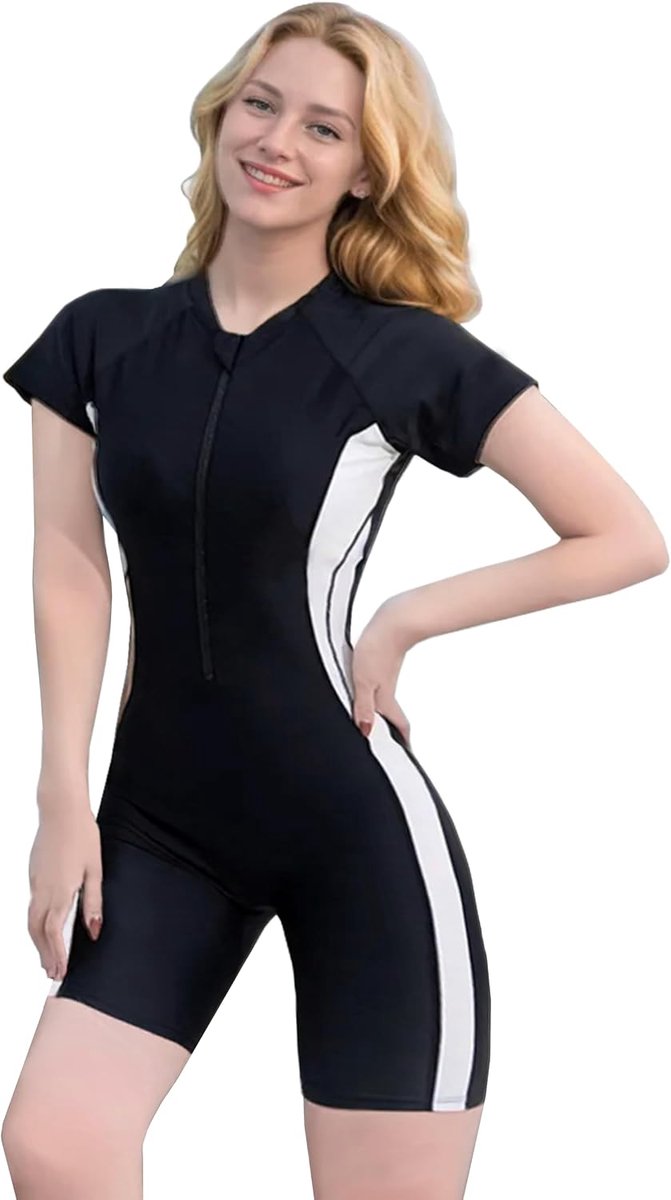 Zwempak voor Vrouwen,Zwemkleding met lange mouwen en rits aan de voorkant