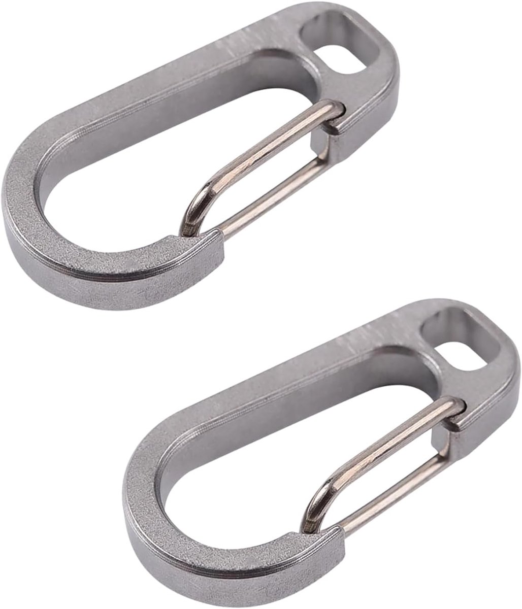 Sleutelhanger met karabijnhaak, robuuste titanium legering autosleutel karabijnhaak, snelsluiting sleutelhaak voor mannen vrouwen, 2 stuks