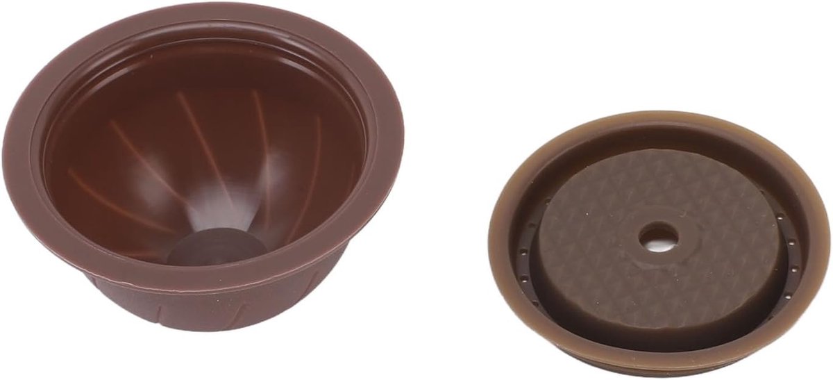 Herbruikbare Navulset voor Koffiepads met 5 Lege Peulen, 2 Stuks Siliconen Capsuleschijven, Lepel, Borstel voor (BROWN)