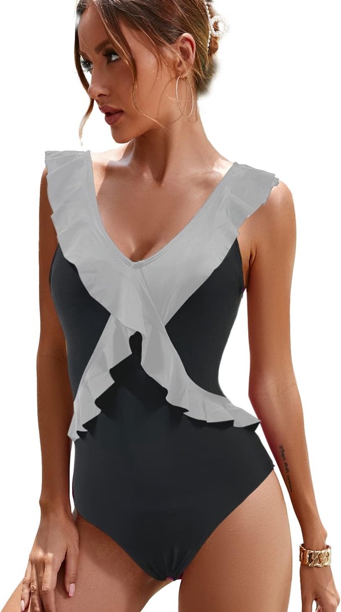 Dames badpak met V-hals Criss Cross verbluffend eendelig badpak dames monokini push up