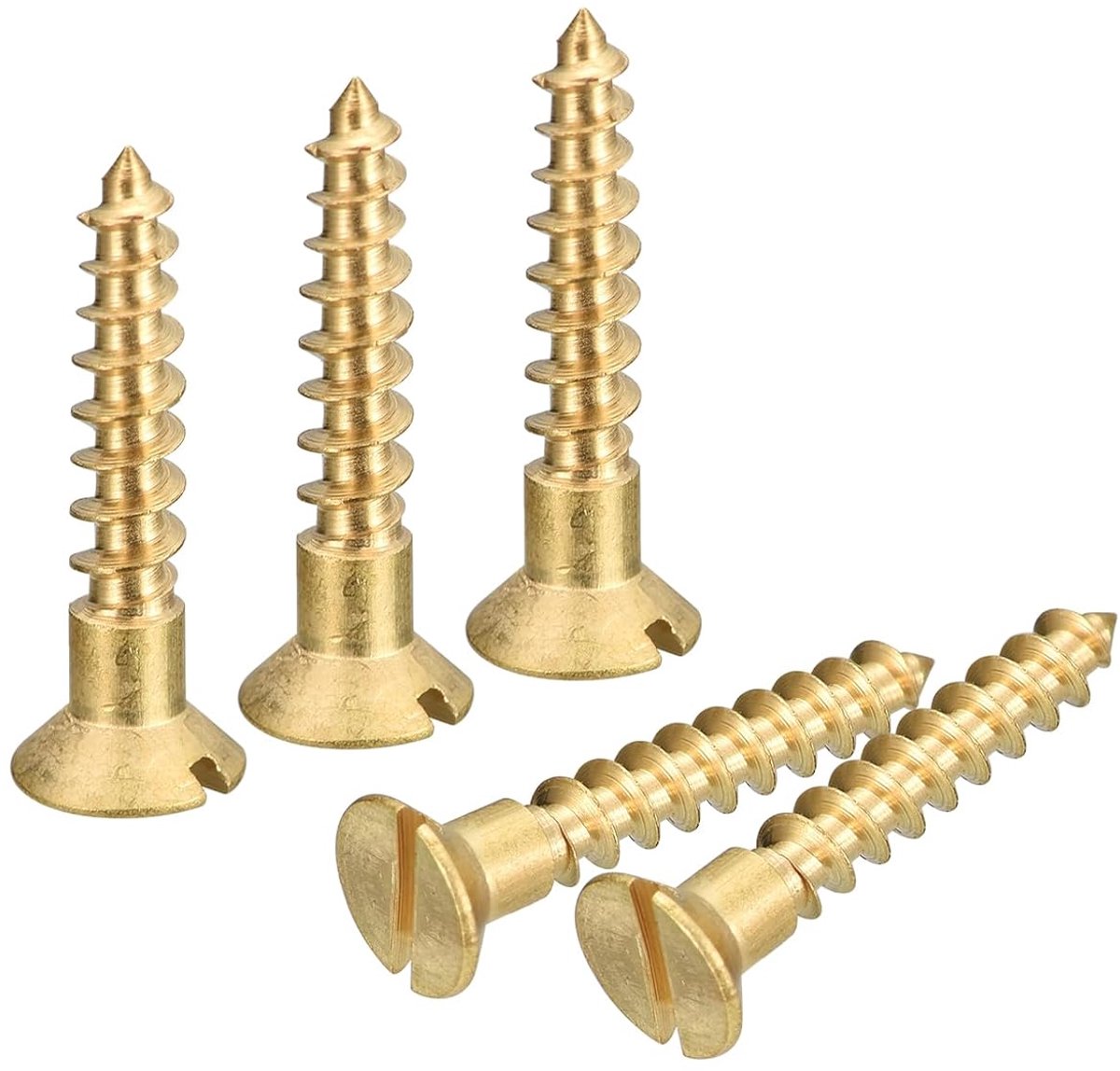 Houtschroeven, 20 stuks M4 x 25 mm sleufaandrijving, verzonken kop, zelftappende schroeven voor houtbewerking en meubels