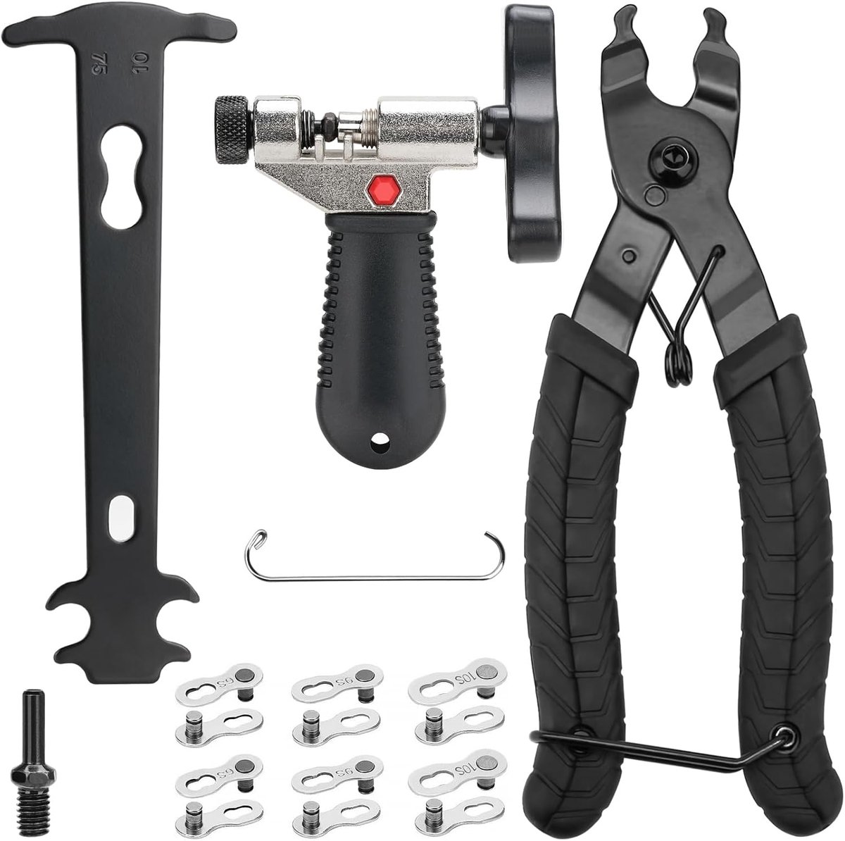 drado Kettingklinknagel, fietskettinggereedschap, bevat een kettingslot, fietsketting, kettingklinknagel, kettingmeter/gangketting (zwart)