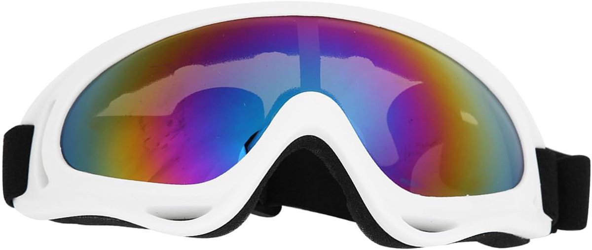 Skibril, Unisex-bril voor Volwassenen, Kinderen, Motorrijden, Buitensporten, Fietsen (kleurenfilm met wit frame)