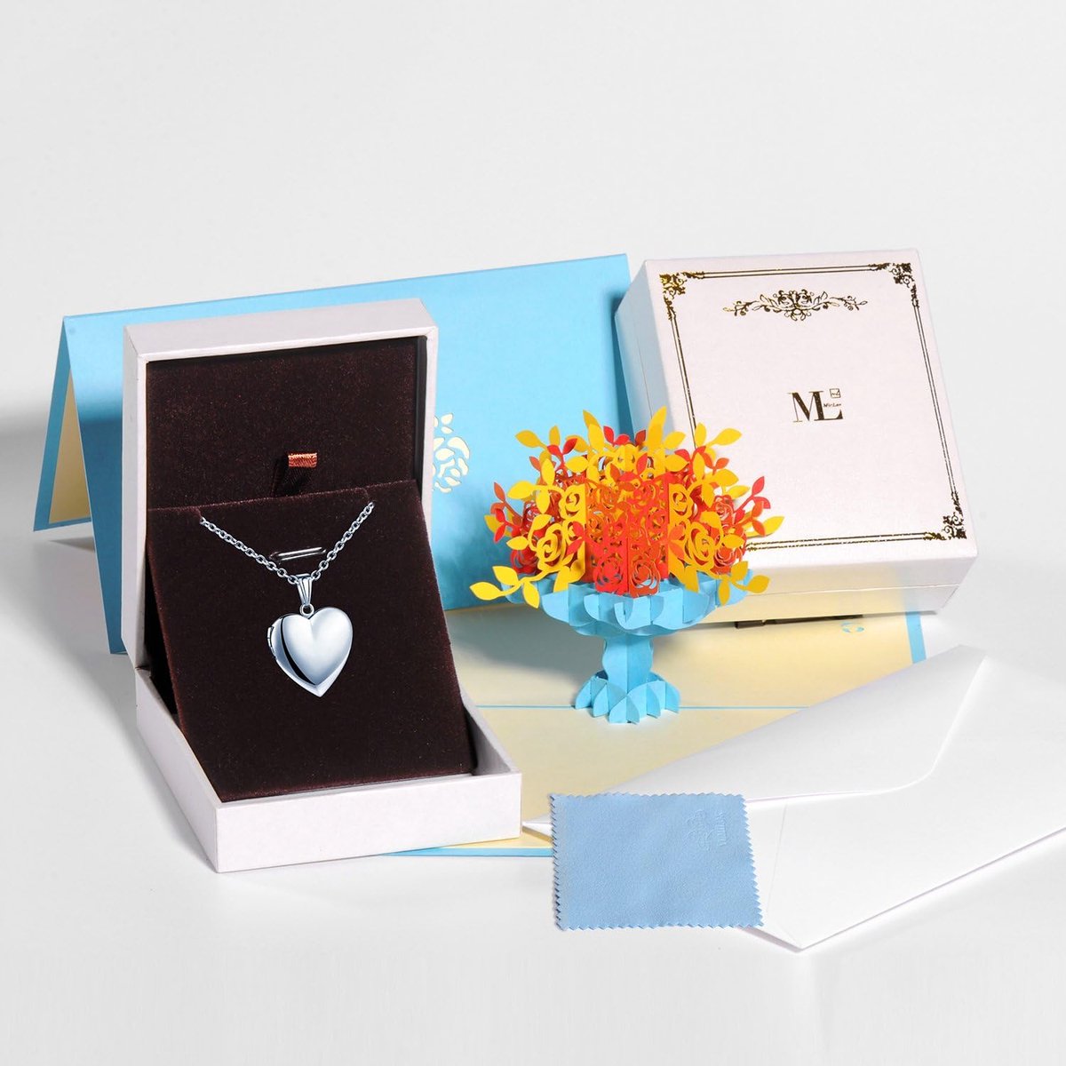 Damesketting foto hart medaillon foto foto's amulet zilver roestvrij staal hanger halsketting met geschenkdoos wenskaart, super cadeau voor koppels moeder dochter