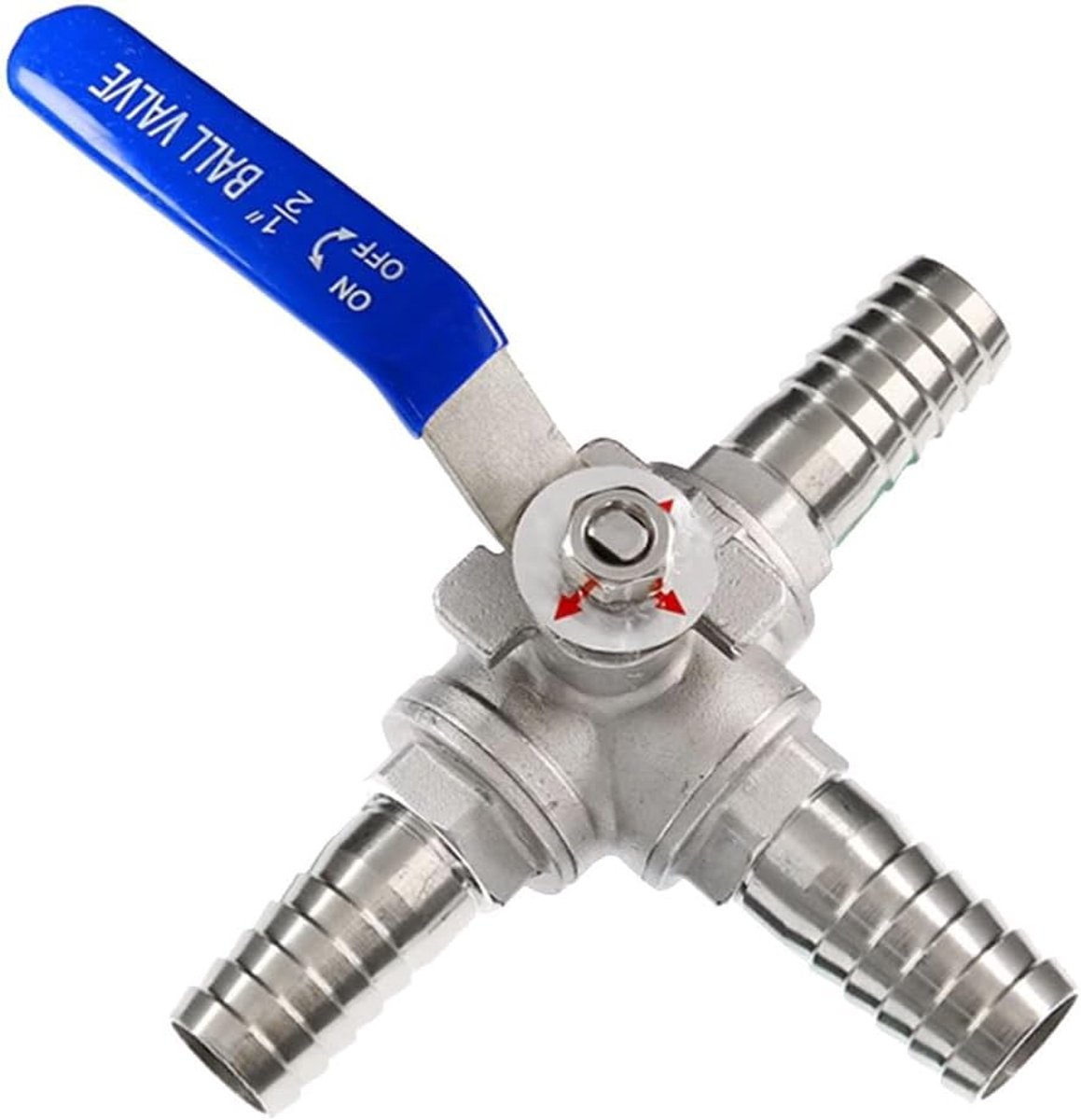 klep, 1 stuks 3-weg kogelkraan, 304 roestvrij staal drieweg slangpilaar kogelkraan for wateradapterconnector (kleur: T-poort, maat: 13 mm)(L Port,10mm)