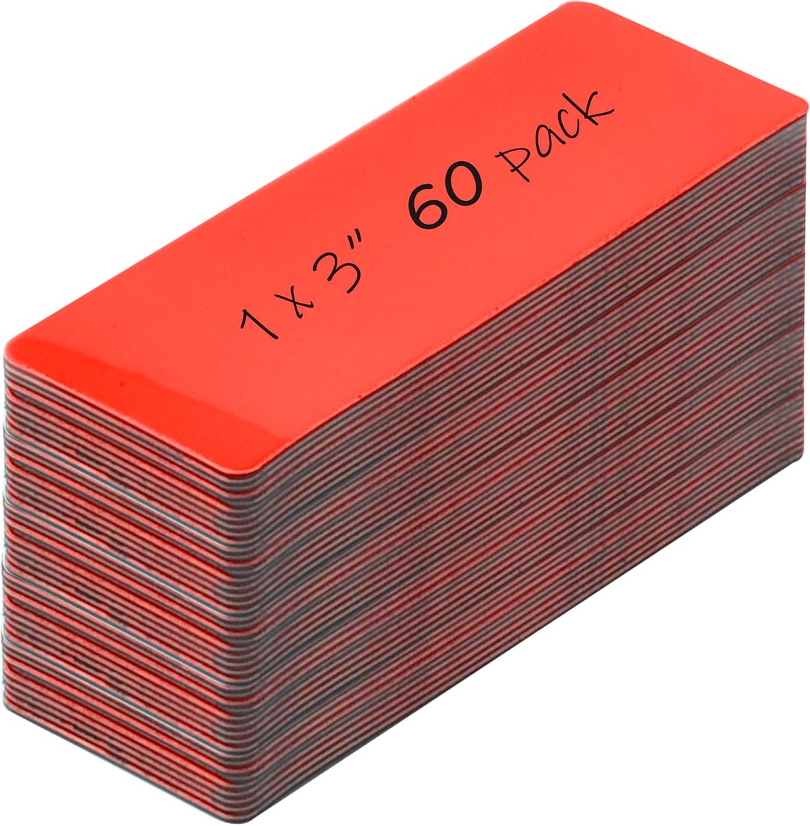 Magneetstrips, beschrijfbaar, 60 stuks, 2,5 cm x 7,6 cm, rood, herbruikbaar en uitwisbaar, voor klaslokaal, thuis, kantoor, whiteboard, koelkast, knutselen, naambordje (RML1360R)
