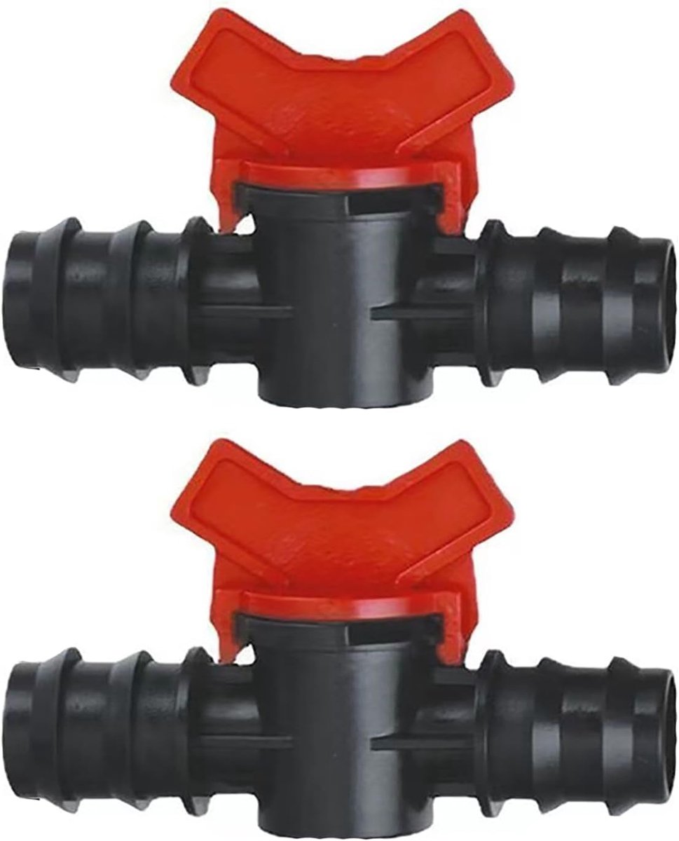 2 stuks baars kogelkraan, 20mm druppelirrigatie baars kogelkraan, afsluitknop stroomregelklep, kogelkraan baars, slangpijpverbinding kraan connector adapter (BK)