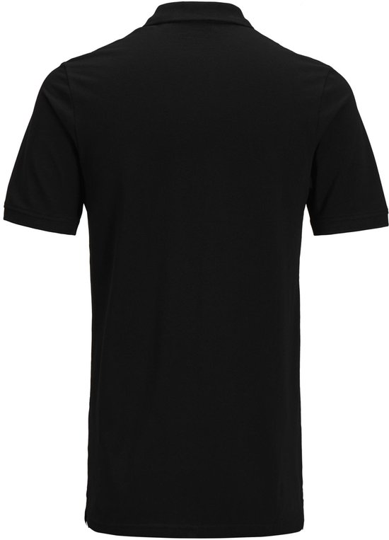 Zwarte polo van Jack & Jones. Korte mouwen, kraag. Effen kleur.