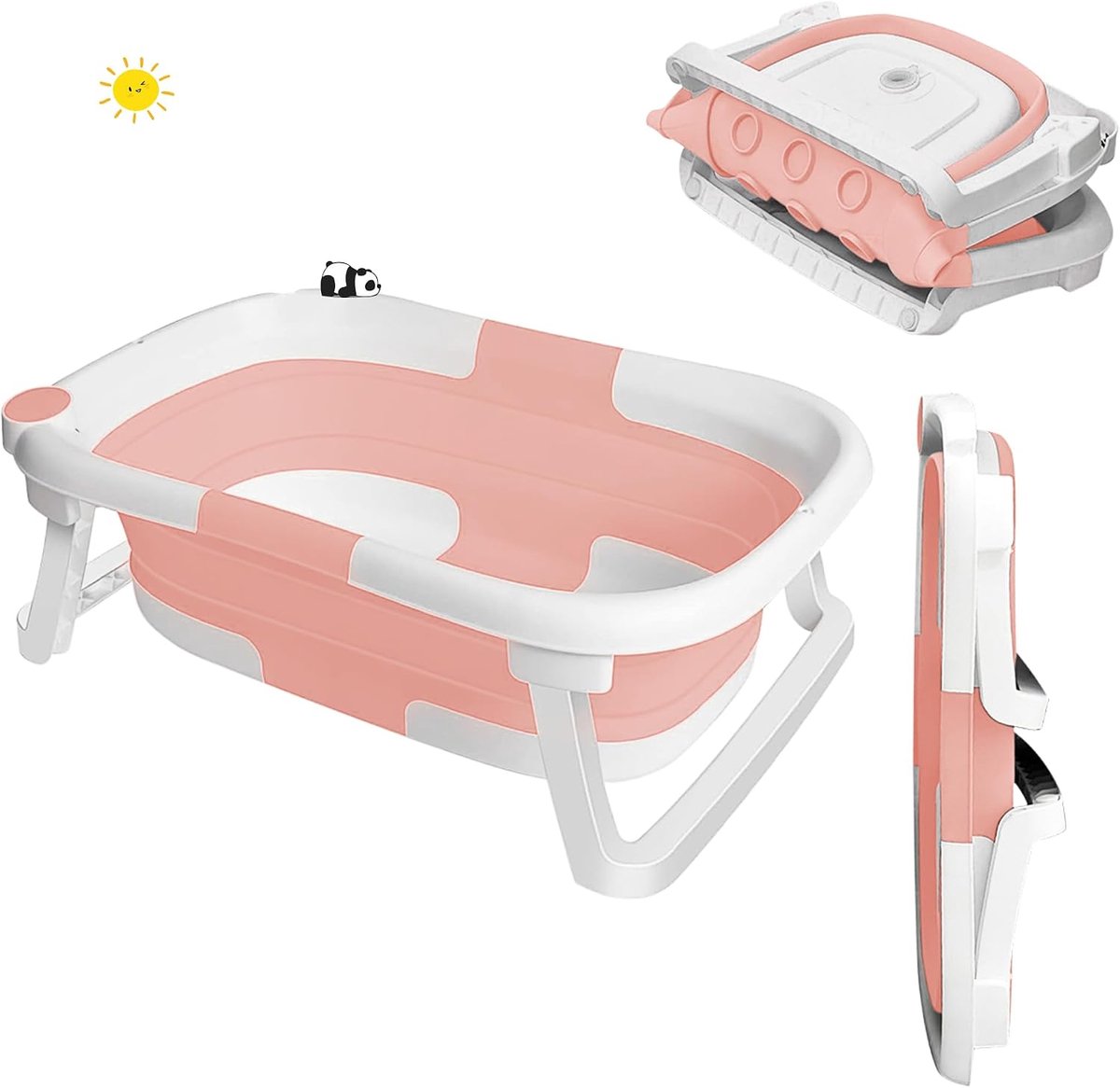 babybadje, afmetingen S-63 × 43 × 20 cm, antislip voetje, zonder waterthermometer, draagbare reisbadkuip voor pasgeborenen en baby's, 0-36 maanden, roze