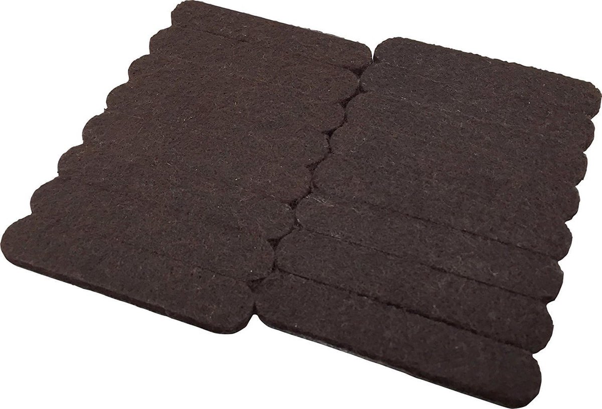 Hardware 9865 1/2 inch x 2 5/8 inch zwaar belastbare zelfklevende vilten meubelstrips, 16 stuks, bruin
