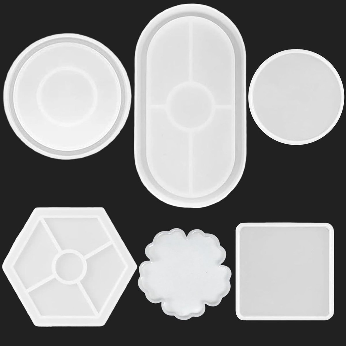 6 stuks siliconenvorm tablet, siliconenvorm onderzetters, siliconenvormen gietvormen tablet, epoxyhars vormen voor beton gietvorm, voor onderzetters, kaarshouders, DIY knutselprojecten