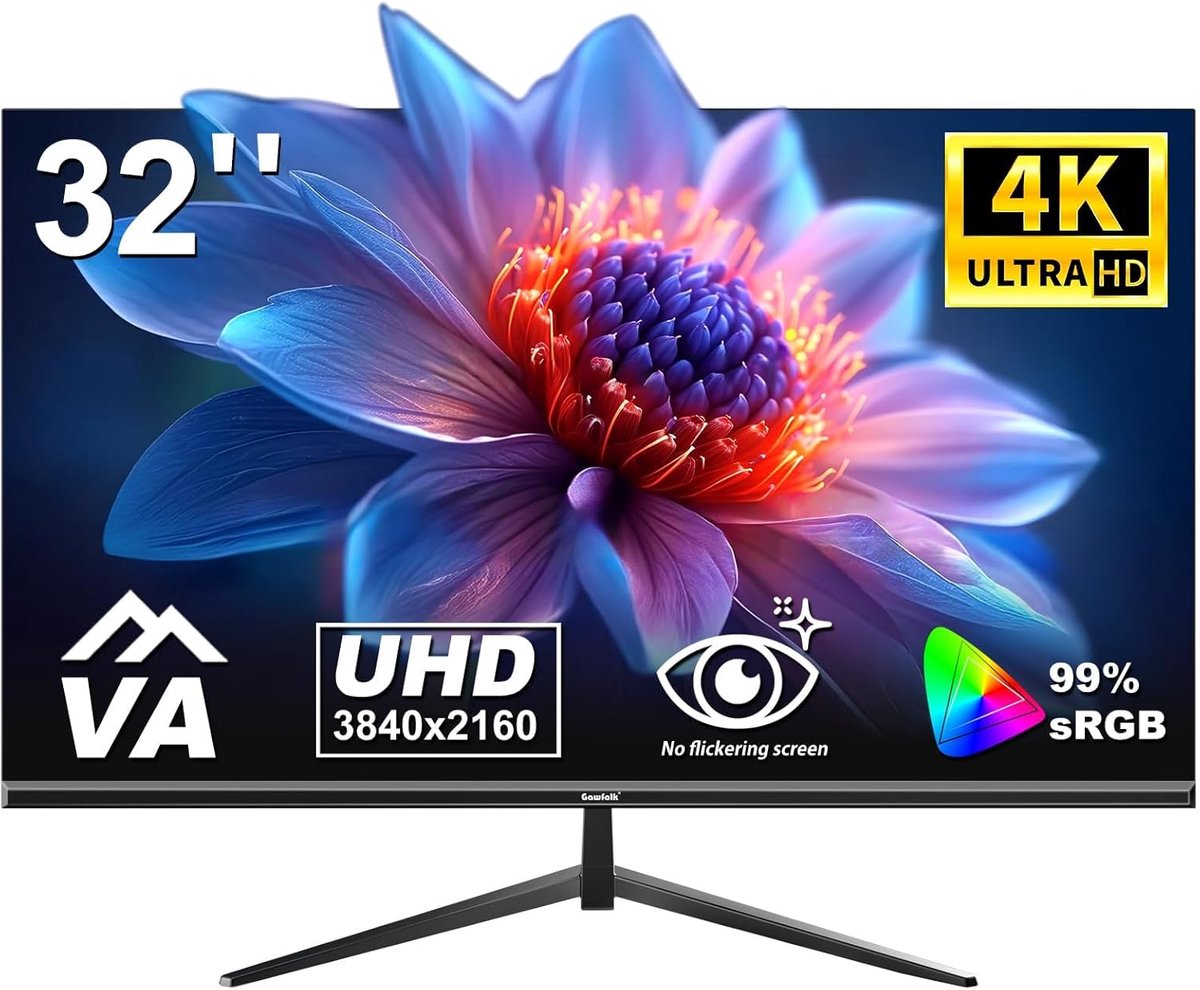 SnelShoppen - 32 inch 4K UHD Gamingmonitor, VA-paneel, HDR, HDMI/DP, 60Hz, Smalle Rand, 100x100mm VESA, Zwart, Perfect voor PC Gaming