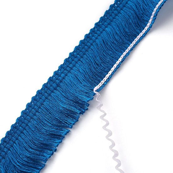 Blauwe franje kwastje trim 6,35 cm x 24,6 meter polyestervezel franje trim voor naaien, quilten, DIY, huisdecoratie — afbeelding 5
