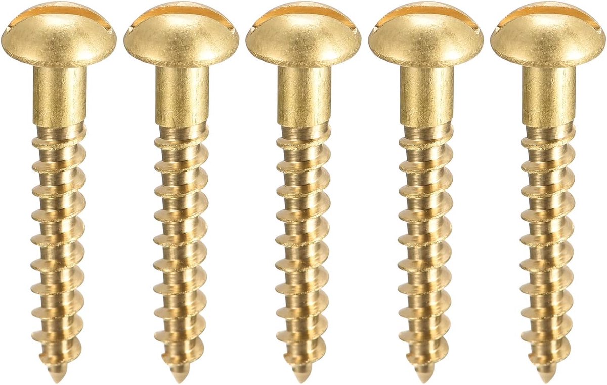Houtschroeven M4 x 25 mm sleuf ronde kop messing plaatschroef