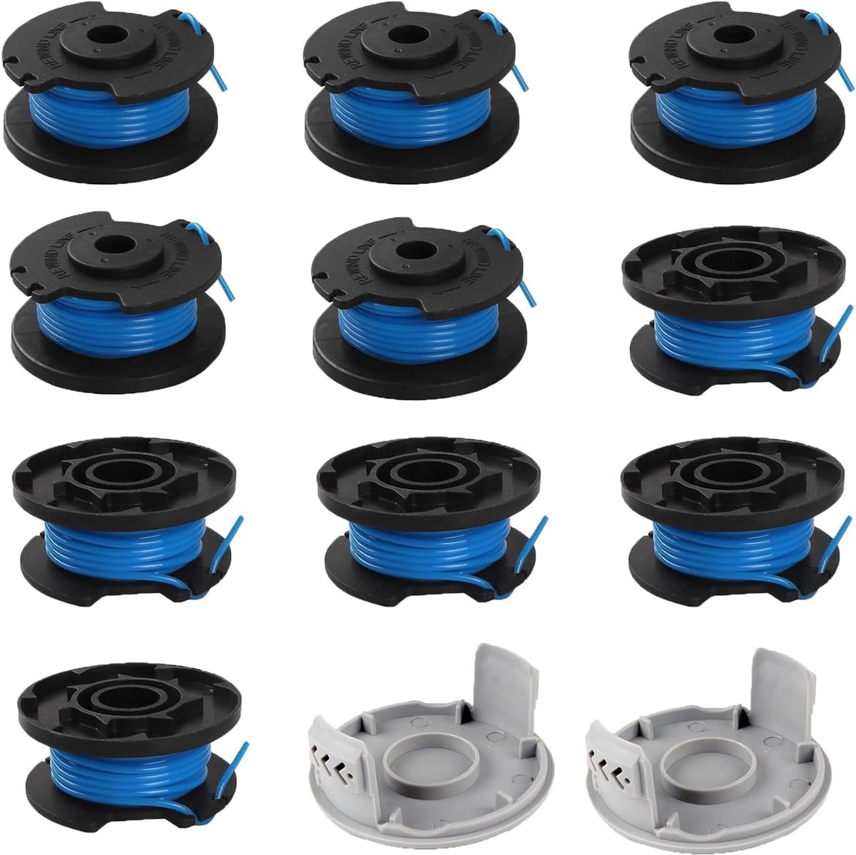 Spoelen voor Ryobi, vervangende spoel draadspoel trimmer voor Ryobi One+RAC124 AC14RL3A OLT1823 OLT1832 18V 24V 40V grastrimmer draadsnijder, 10 trimmerspoelen 2dop (3,4 m