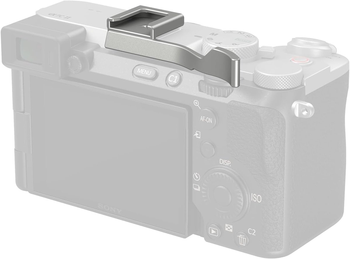 Duimgreep voor Sony Alpha 7C II/Alpha 7CR / Alpha 7C, Ergonomisch Ontwerp, Ingebouwde Cold Shoe, voor Licht, Microfoon, Gewicht Slechts 8 g (Sliver) - 4818