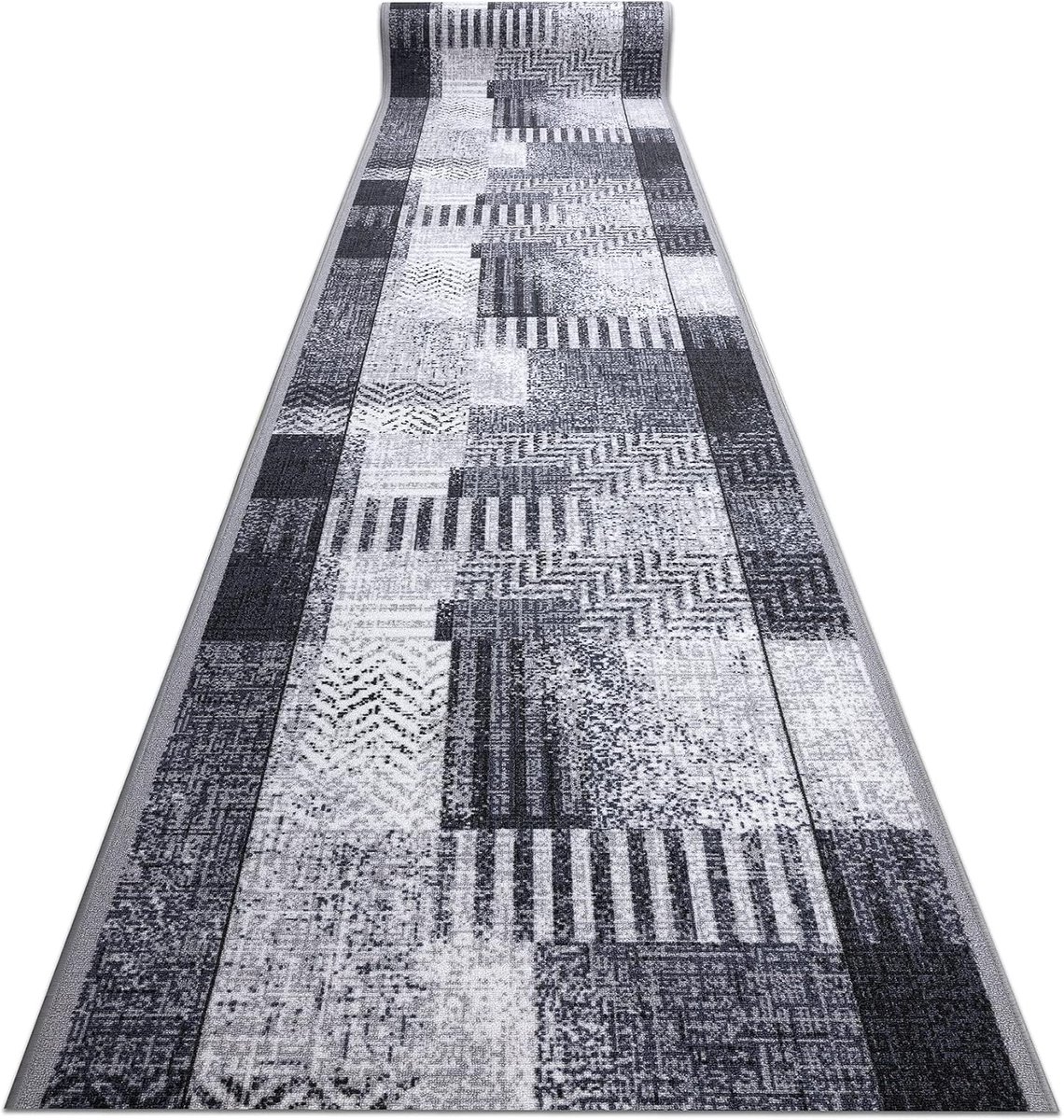 Loper Essenza - Antislip en duurzaam tapijt voor keuken, gang en woonkamer, modern design, grijs 67x590 cm