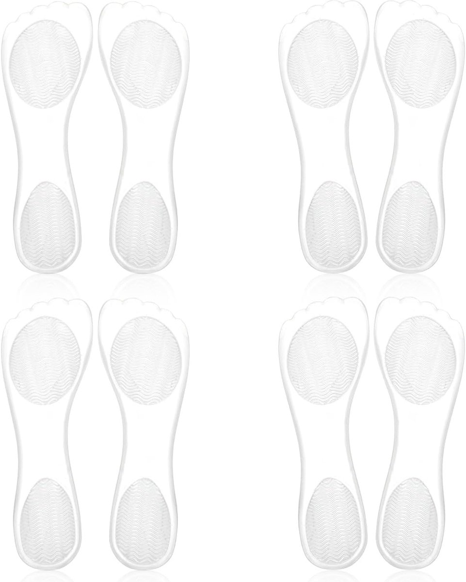 3/4 schoeninlegzolen, 4 paar siliconen inlegzolen, heldere onzichtbare voorvoetkussens, siliconen inlegzolen voor dames voor hoge hakken, sandalen