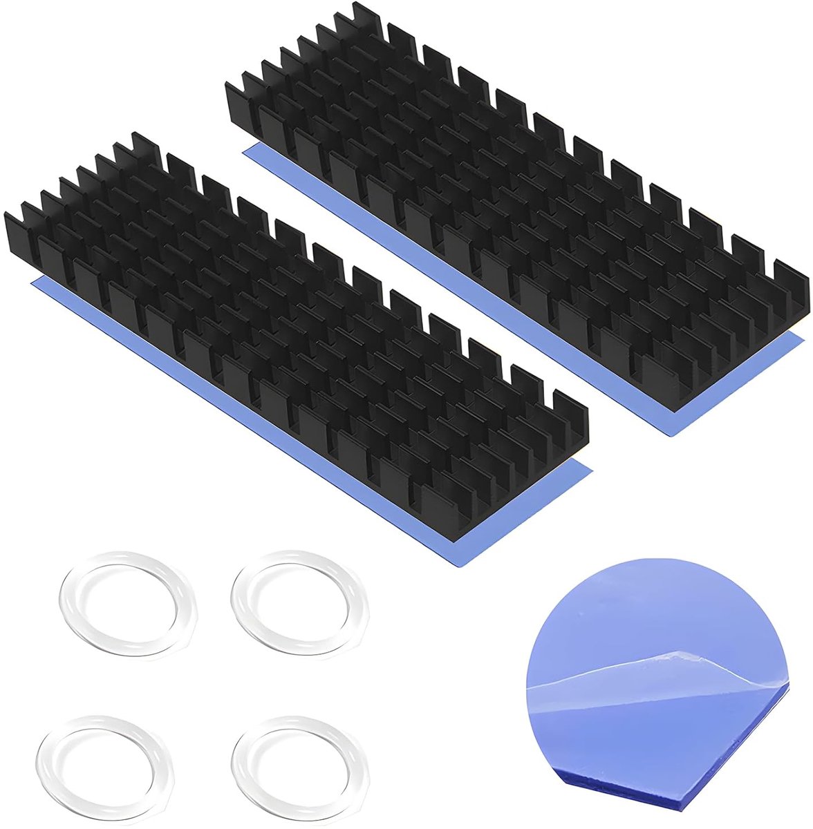 koellichaam, CTRICALVER M.2 SSD-radiator met warmtegeleidende kleeffolie ter voorkoming van ontsnapping van CPU-warmtecirculatie (2 stuks, zwart)
