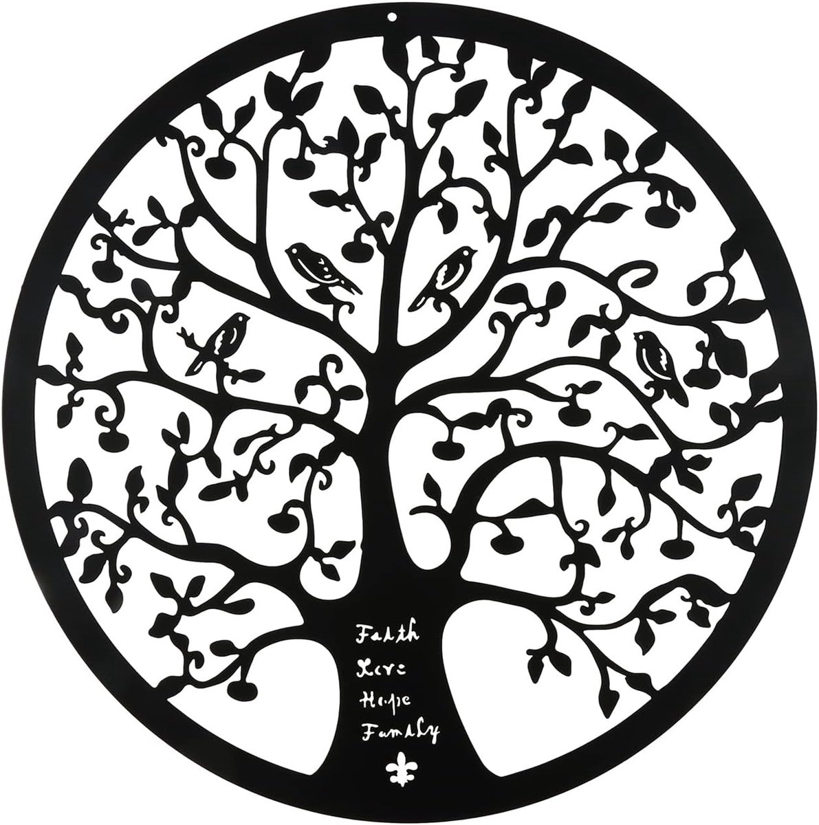 bowarepro Metalen levensboom muurkunst 28 cm/11 inch wanddecoratie silhouet zwarte muurkunst voor tuin keuken slaapkamer binnen buiten
