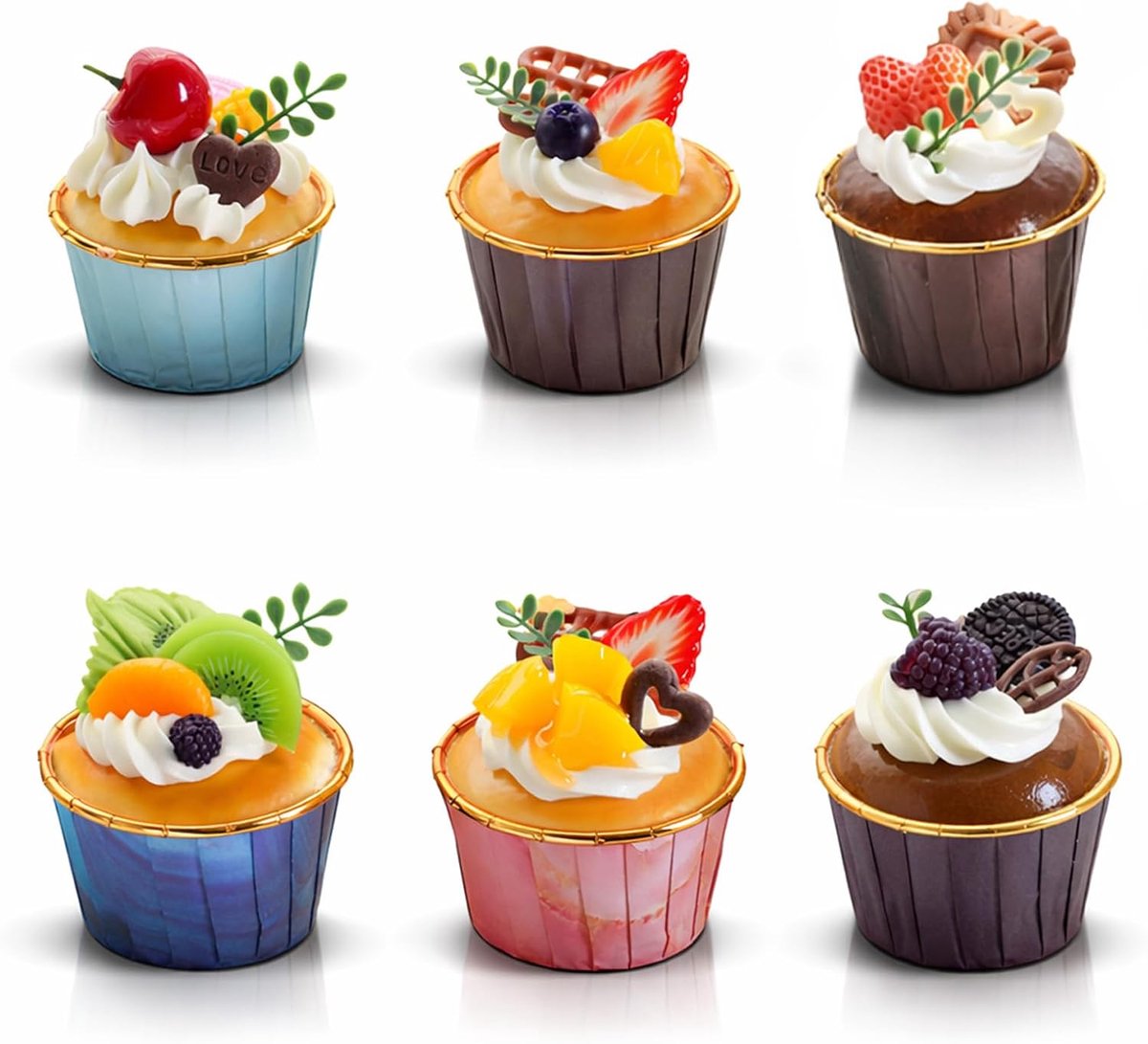6pcs Realistische Kunstmatige Simulatie Cake Dessert Gemengd Nep Cake Voedsel Model, Nep Cupcakes, Kunstmatige Cupcakes Voor Weergave, Realistisch Nep Voedsel