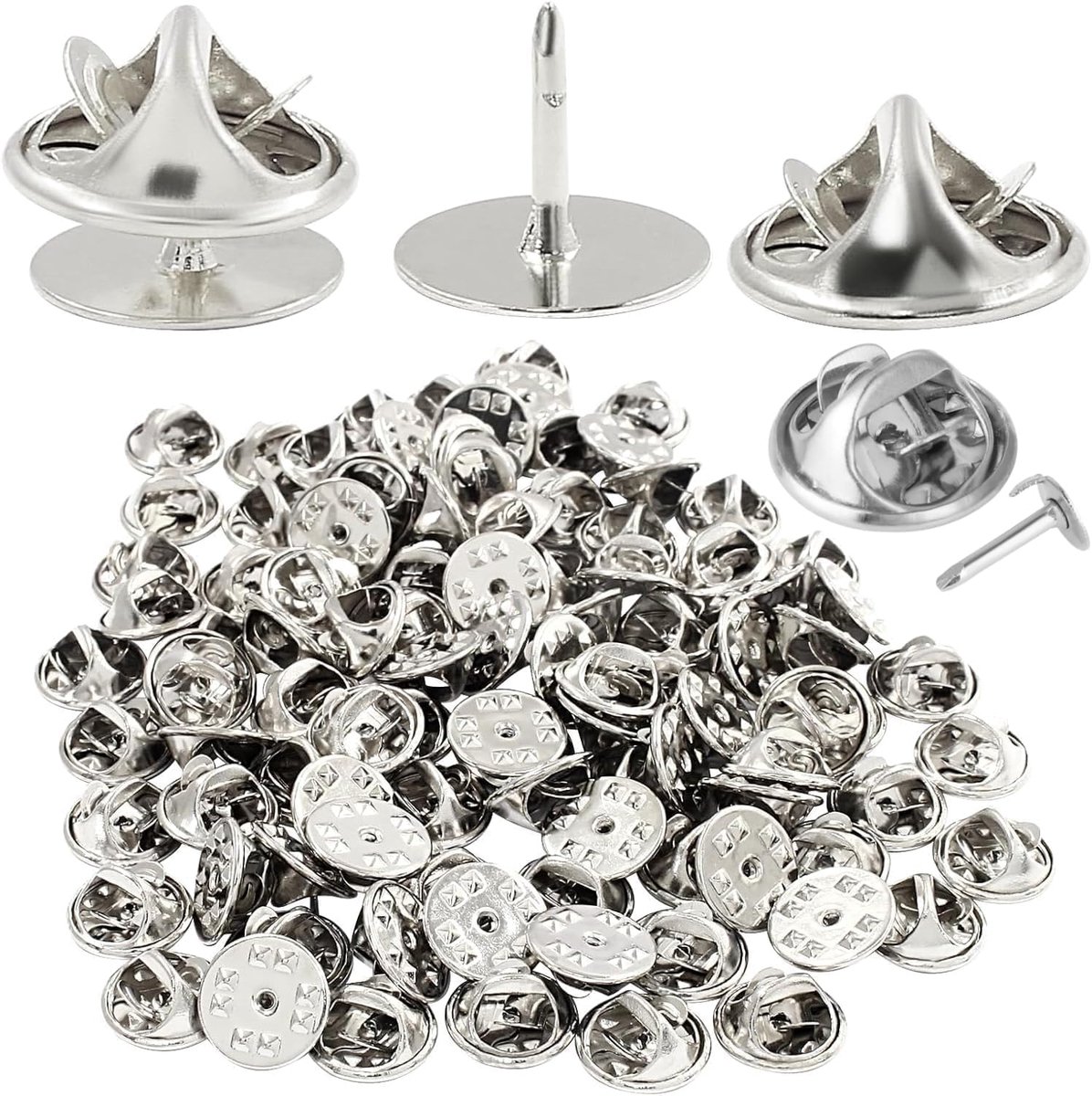 Koppeling voor pin-vlinders, 50 paar vlindersluitingen, vlinderkoppeling met vacuüm, vlinderclutch, tie-tacks voor handwerk en sieraden maken (zilver)