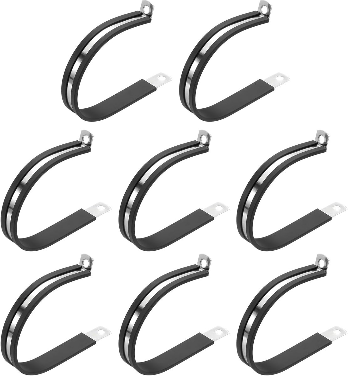 2-5/8 inch kabelklem, 8 stuks 363 roestvrij staal rubber gewatteerde geïsoleerde buis metalen klem voor buis buis slang kabel draad koord installatie