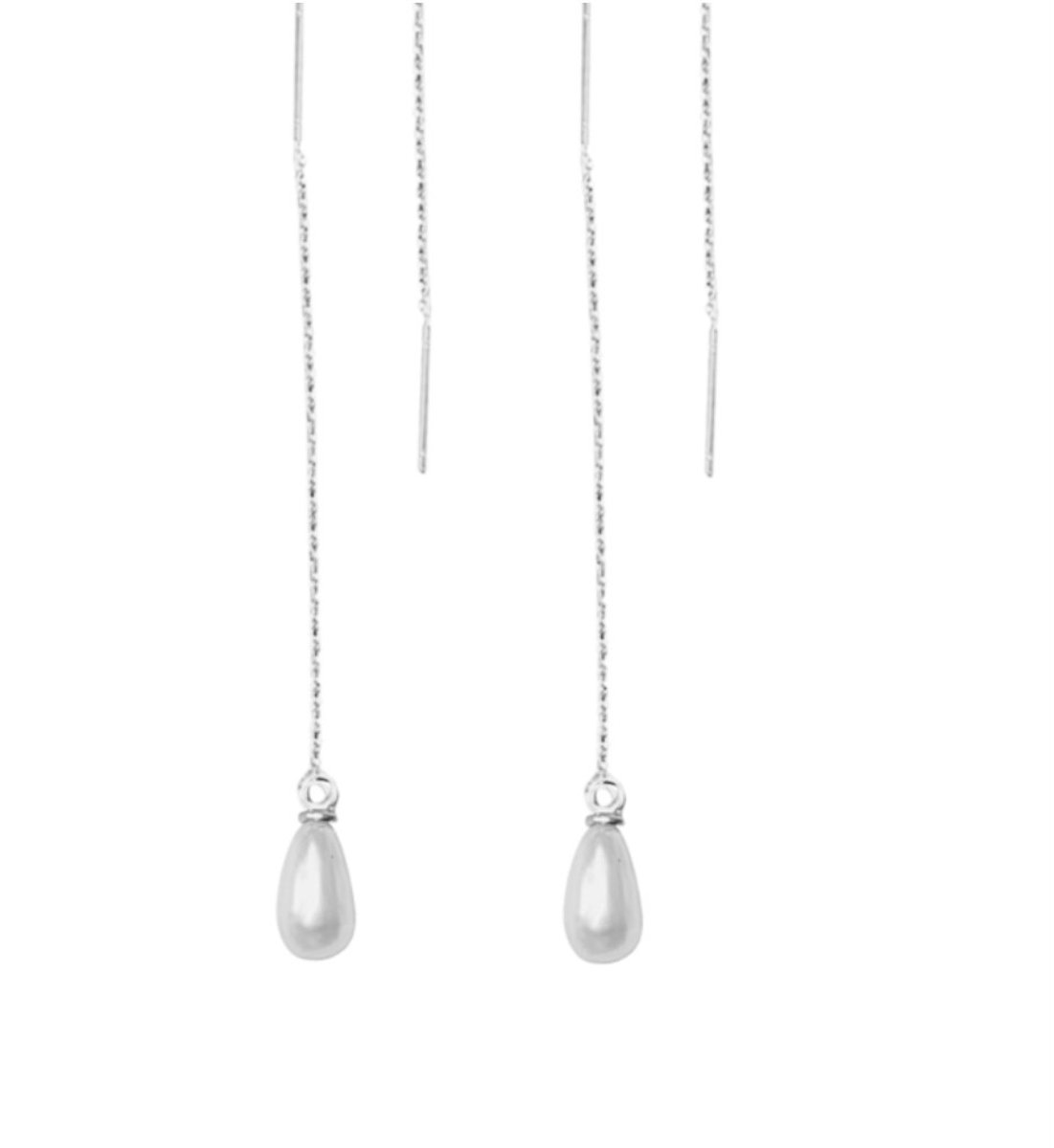 Doorsteek oorbellen -parel zilver- Charme Bijoux