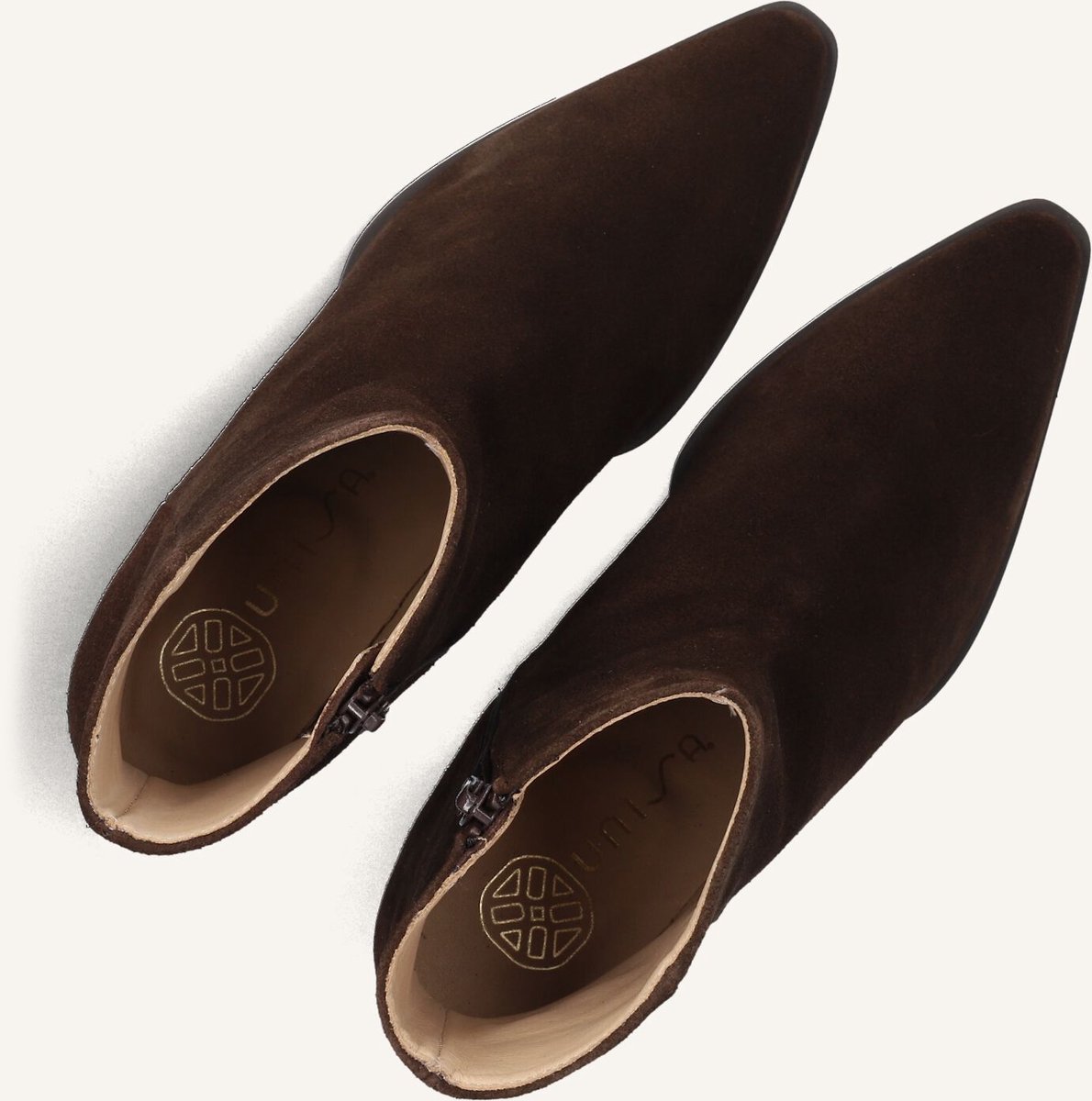 Unisa Lombas Enkellaarsjes - Enkelboots met rits - Dames - Bruin - Maat 39