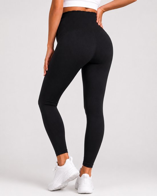 SparkNine Bellyflex zwangerschap legging - S - zwart - hoge taille - rekbaar - maternity - geribbelde tailleband - stijlvol & ademend — afbeelding 2