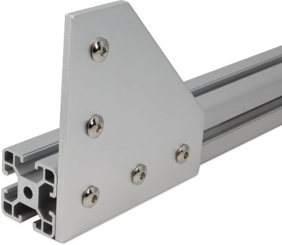 4040 Hoekbeugel Plaat L Vorm 5 Gat 90 Graden Buiten Verbindingsplaat met M6x16mm Schroeven en T-Moeren voor 40 x 40mm Serie Aluminium Extrusieprofiel, 8pcs/Pack (Zilver-4040 L Vorm) — afbeelding 4