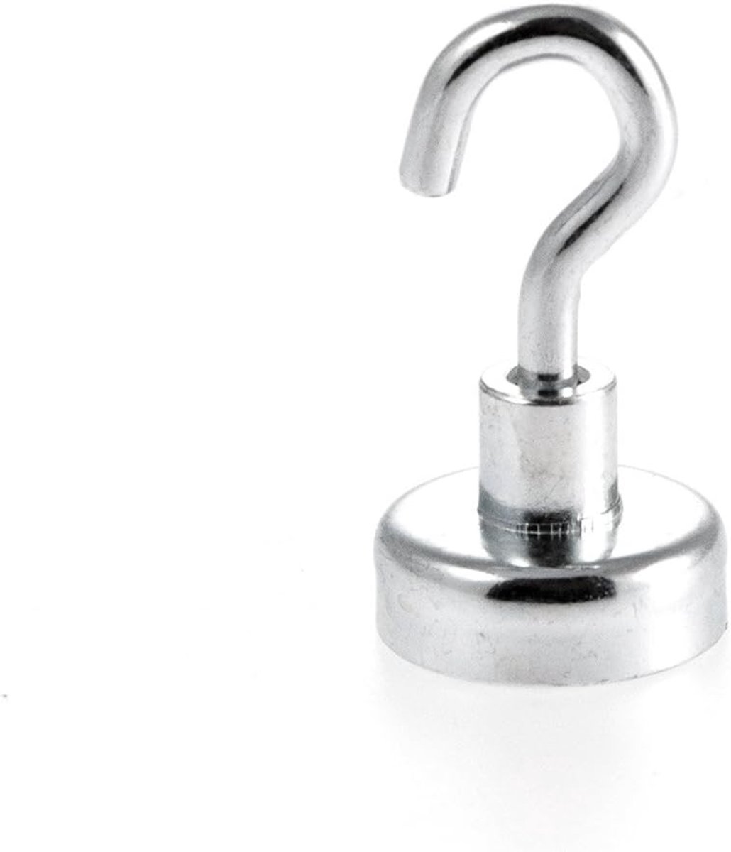 neodymium N35 haakmagneet 20 mm Ø | hechtkracht 9.0 kg | wandhaak, plafondhaak, 1 stuk neodymium magneethaken zeer sterk en verzinkt