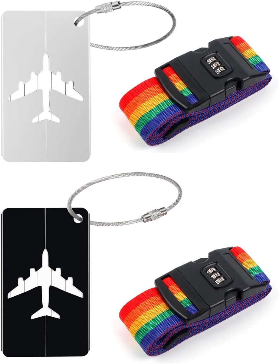 2 stuks kofferriem, kofferriem met cijferslot, bagageriem, reisaccessoires, kofferriem voor bagage, verstelbaar, bevat 2 bagagelabels