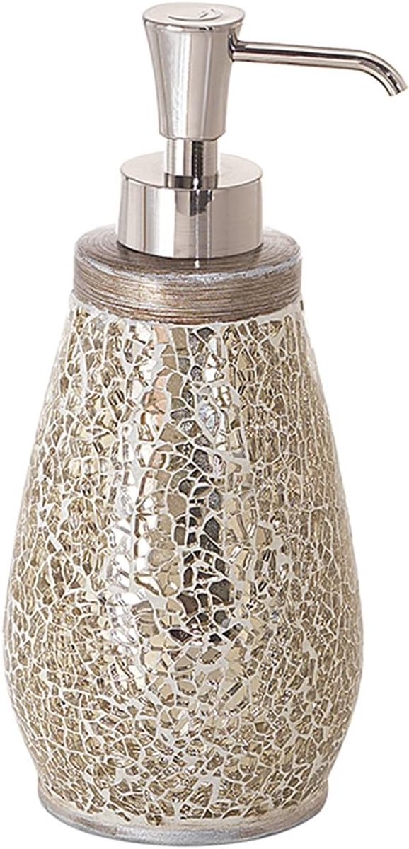 Crema, G-Myosotis, zeepdispenser van keramiek en glas, afmetingen 19 x 8,5 x 8,5 cm en gewicht 0,458 kg, design R&E, uniek