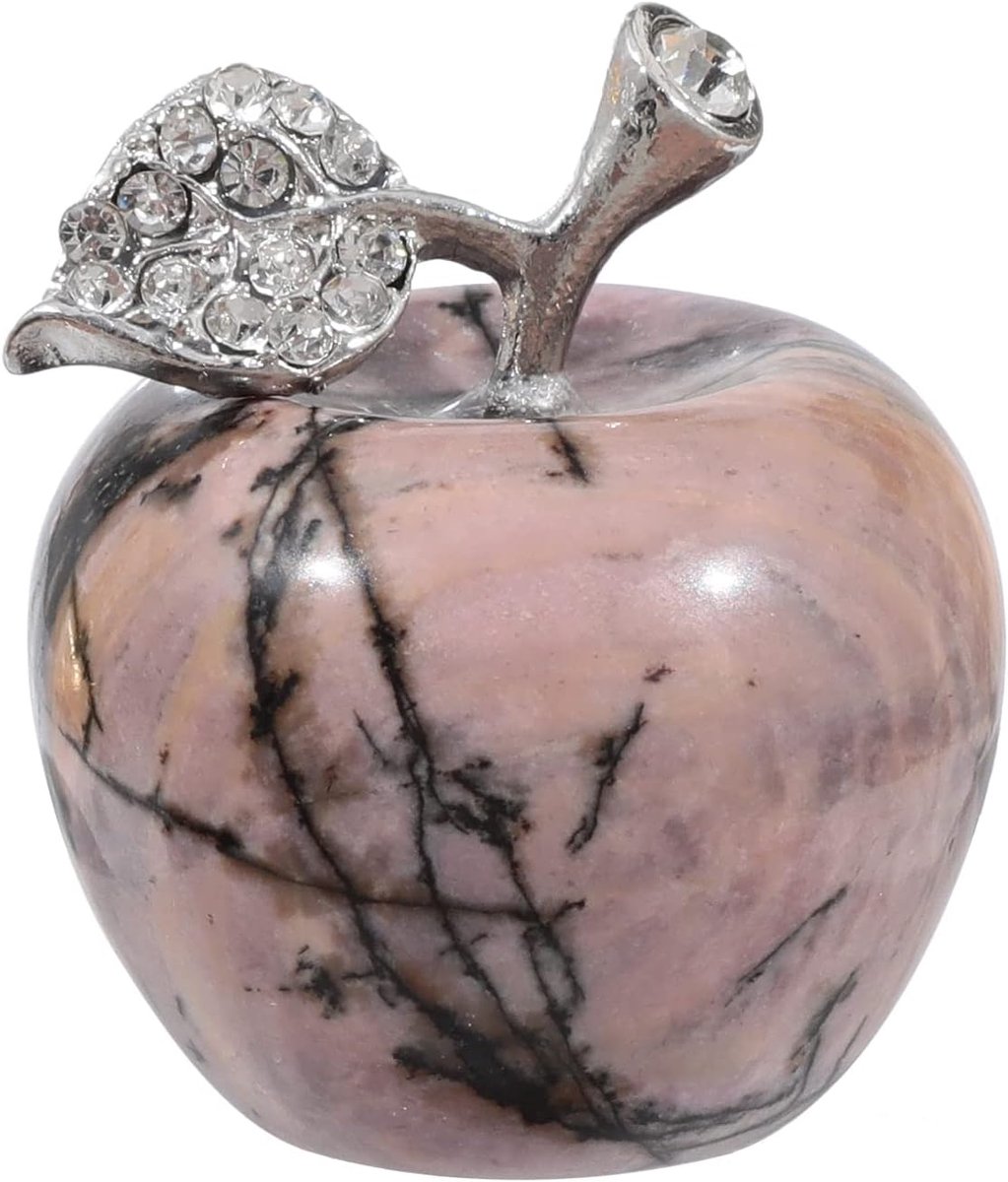 Rhodoniet Appel Standbeeld, Helende Kristalfiguur Sculptuur Thuis Ornament Bruiloft Decoratie 3 cm