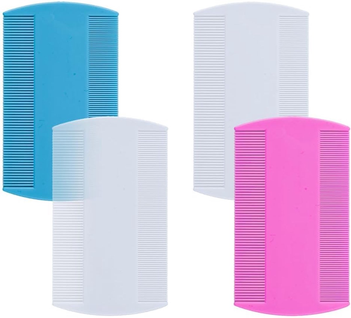 4 stuks Nit Dubbelzijdige kammen, Multicolor Dubbelzijdige Nit Kam Vlooienkam voor Dik Haar, Plastic Hoofd Detectie Fijne Tandkop Nit Haarkammen voor Huisdieren Kinderen Volwassenen