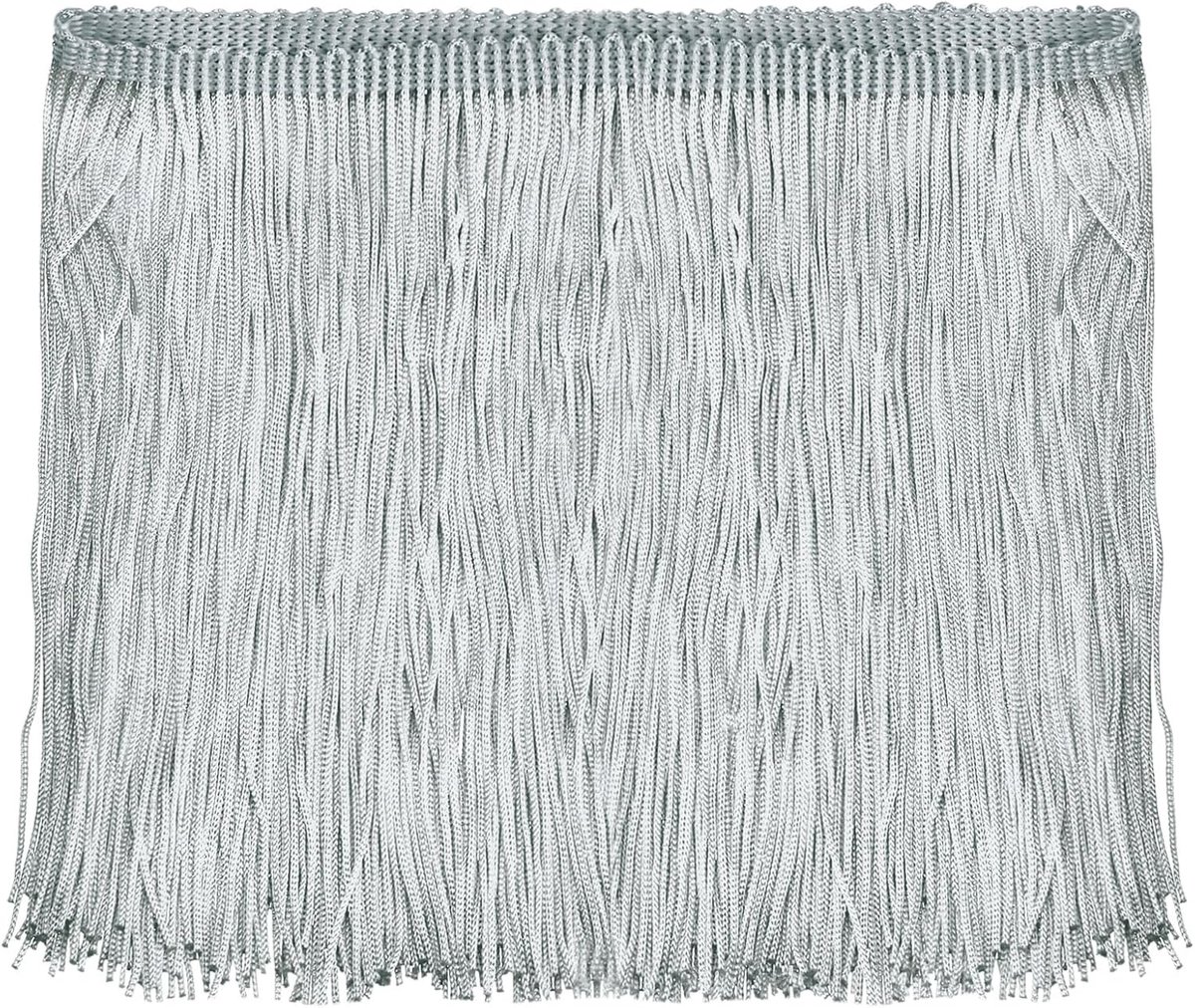 5 Yards 15 cm 15 cm Kwastje Kwastje Polyester Kant Trim voor DIY Naaien Kleding Lampenkap Decoratie, Zilvergrijs