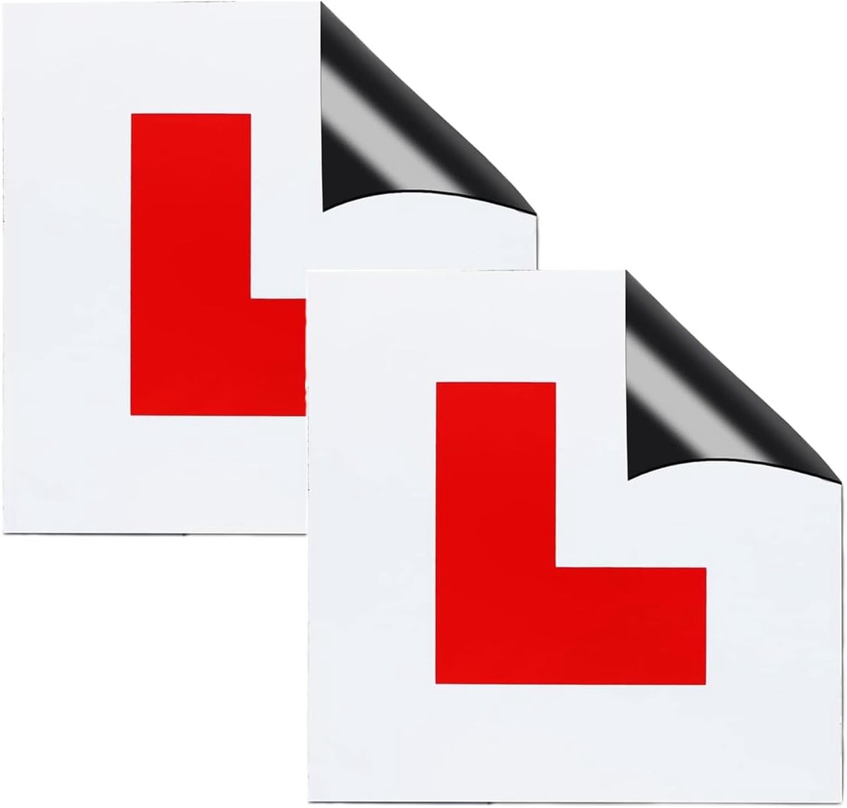 (Pack van 2) Volledig magnetische auto L-platen rode L plaat voor auto - magnetische extra dikke sterke leerplaten, geen smelten geen afblazen gemakkelijk te verplaatsen zonder krassen