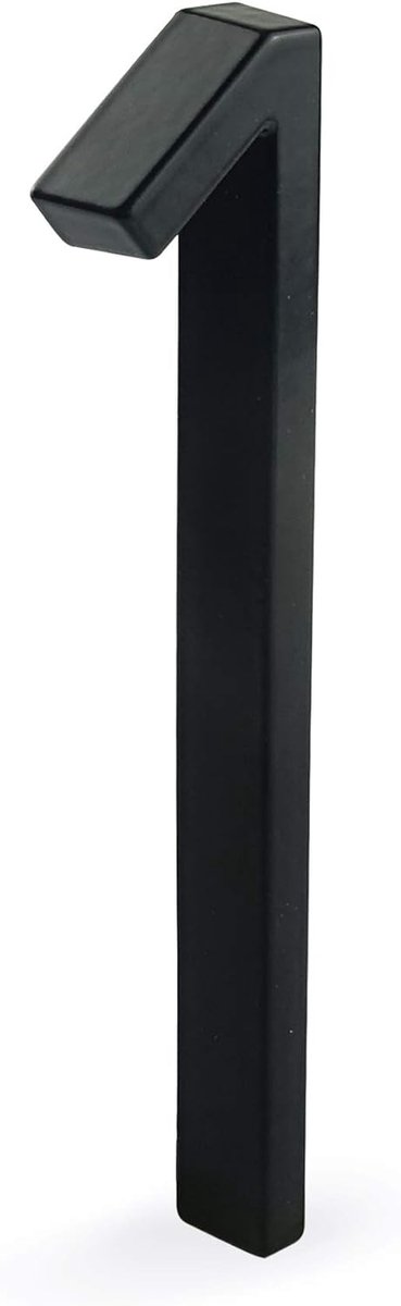 Zwevend huisnummer: 12,7 cm, moderne deurbewegwijzering, straatadresnummer (1, zwart)