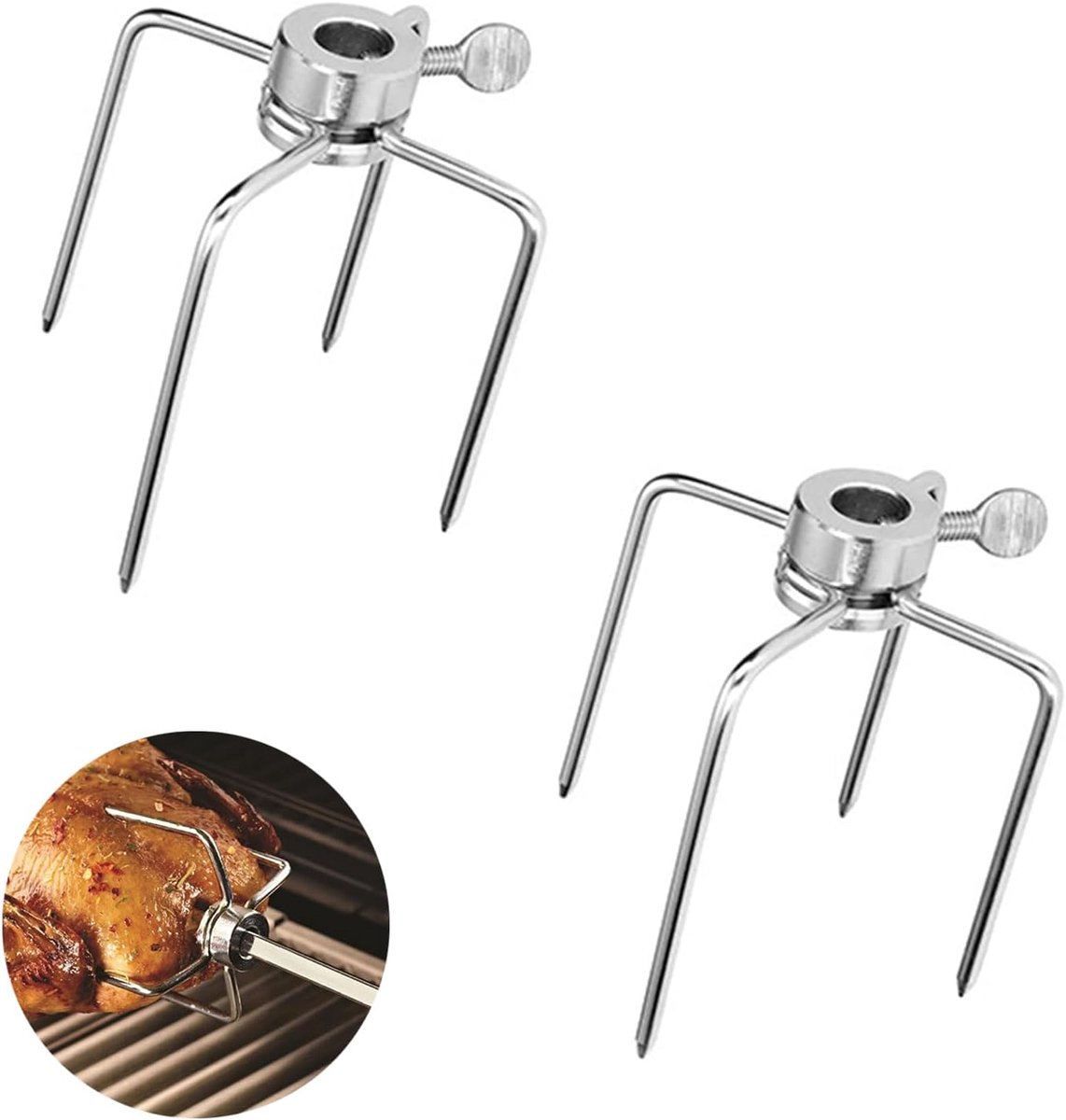 2 Stuks Vlees Klem, BBQ Vleesnaald, Geschikt voor Barbecuedwarsbalken met een diameter van Maximaal 10 mm