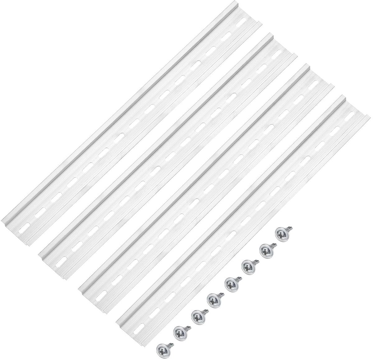 DIN-rail aluminium rail montagerail, 12" x 1,4" x 0,3" voor industriële elektrische producten zilverkleur 4 stuks