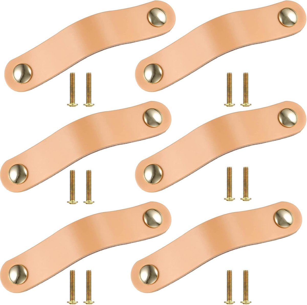 handvat 6 stuks lederen meubelgrepen, lederen handgrepen keuken kasten, delicate lederen handgreep met 12 schroeven kastgrepen lederen handgrepen voor meubels keuken badkamer kasten kast