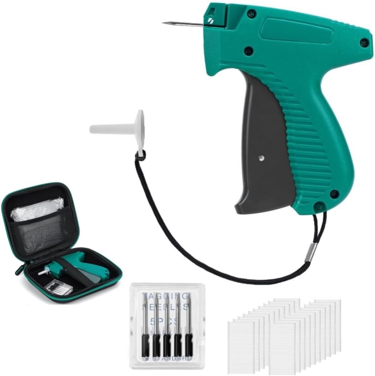 Etiketteerpistool met etui, etiketteerpistool nietpistool etiketteermachine met 5 reservenaalden, 1000 nietdraden voor etiketten, prijskaarten, merk, hoed, kleding