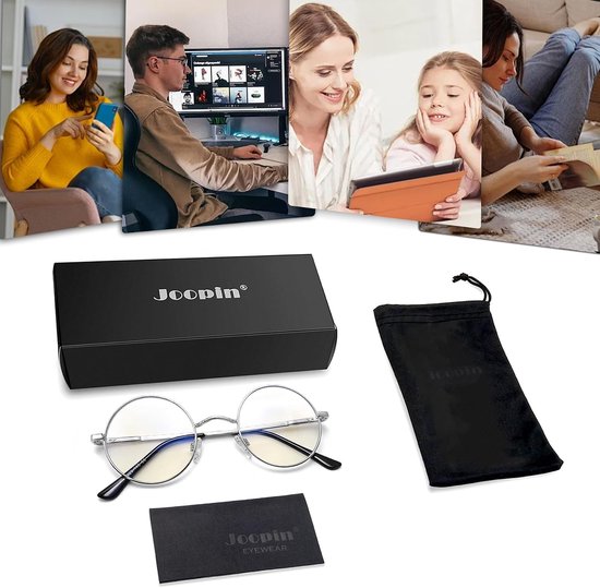 Blauw Licht Blokkerende Bril, Anti Blauw Licht Computer Gaming Scherm Brillen voor Dames Heren Transparant Ronde Zonnebril Blue Light Filter Glasses — afbeelding 4