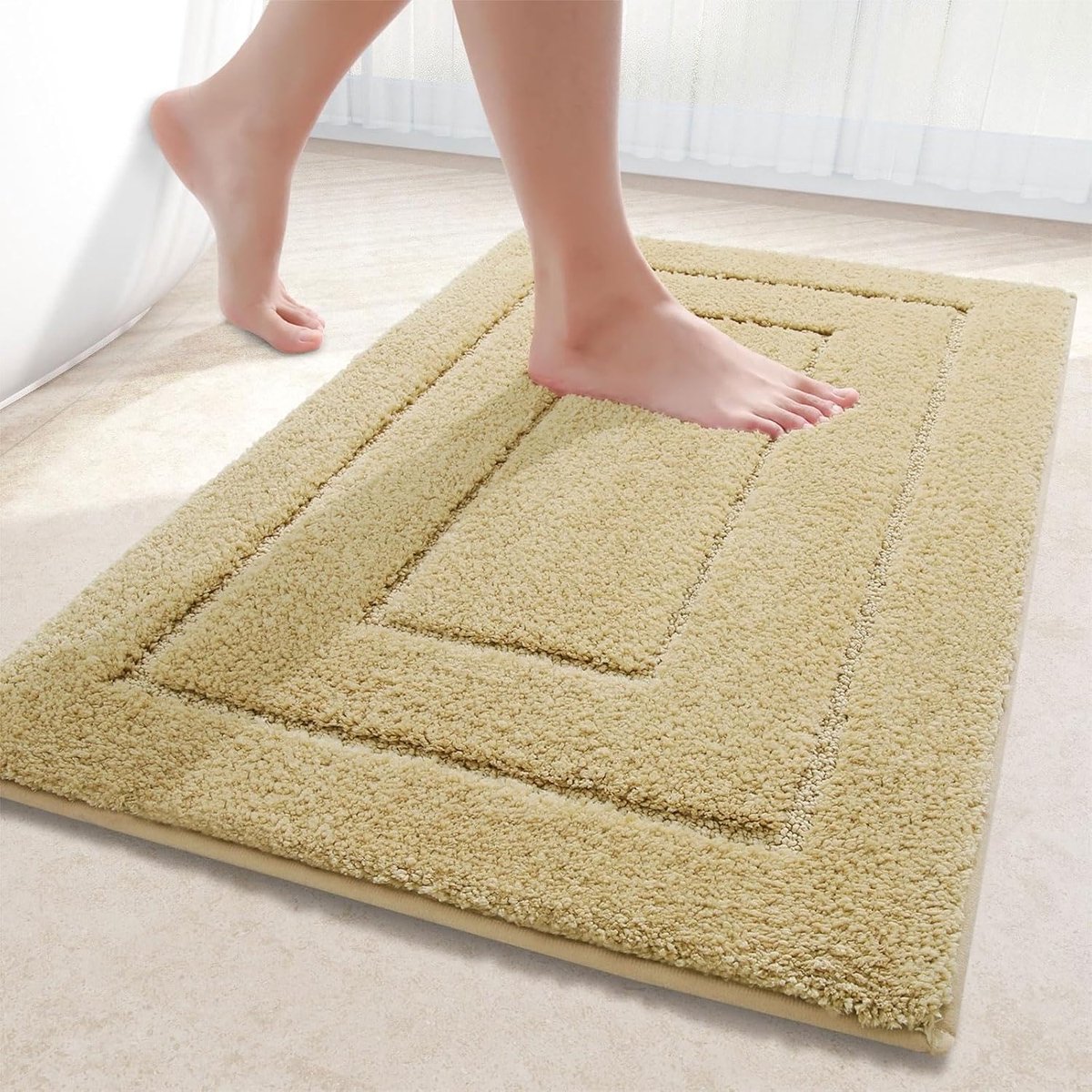 Microvezel Badkamertapijt - Antislip, Wasbaar, Zacht en Waterabsorberend - 60 x 90 cm, Beige