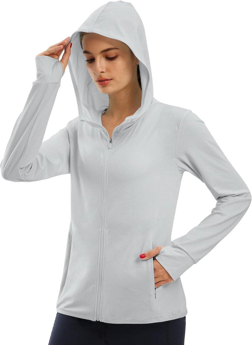 UV Shirt Dames UPF 50+ Sonnenschutz Hoodie Sportshirt Bovenstuk Zomer Functioneel Shirt Outdoor Loopjack Wandelen