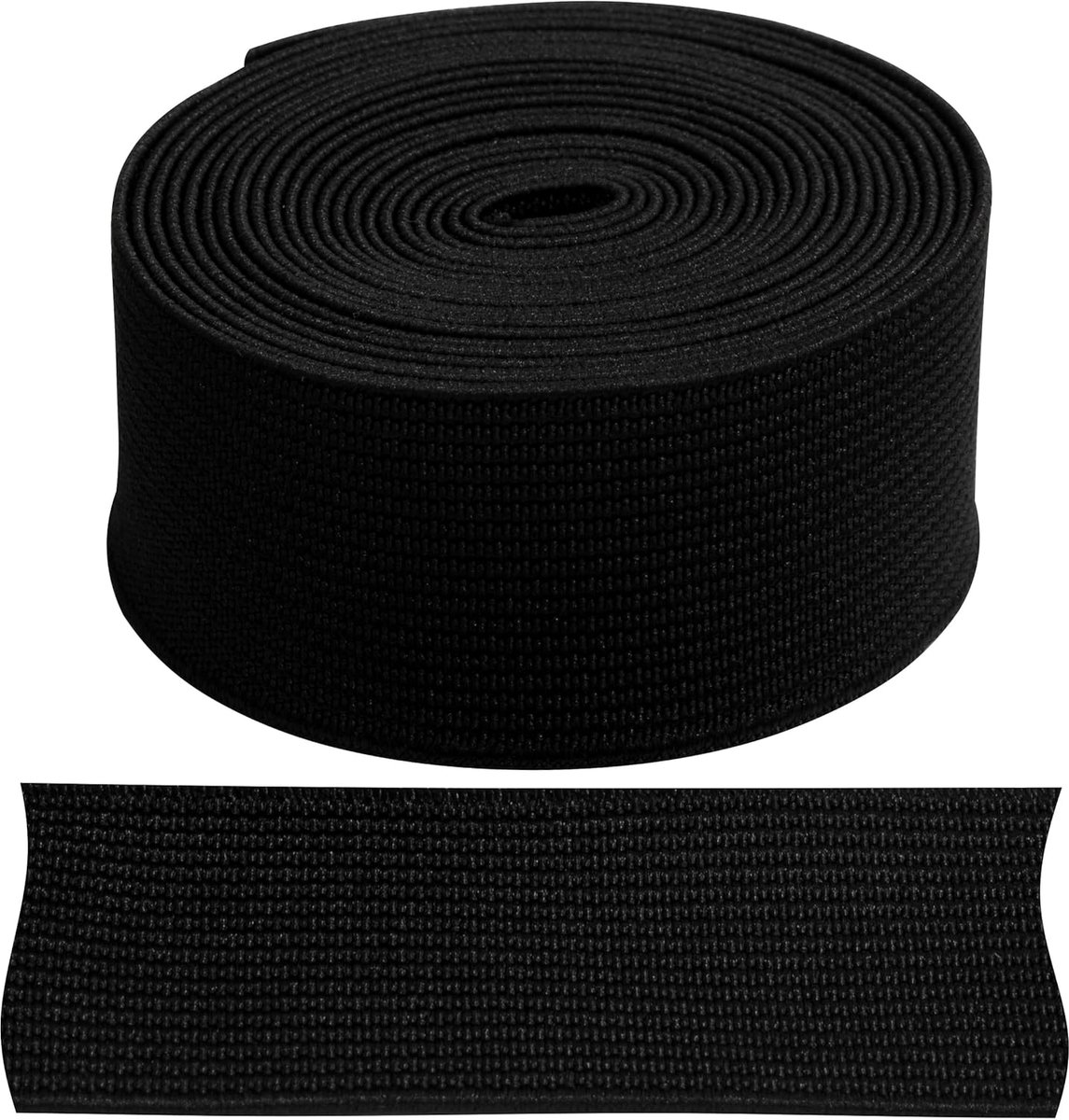 - C67253 - Elastisch band vlak geweven 2 m - breedte 25 mm - kleur zwart - gemaakt van polyester en latex - confectie, kleinwaren, naaien, kleding, stoffen, riemen, broeken, rokken